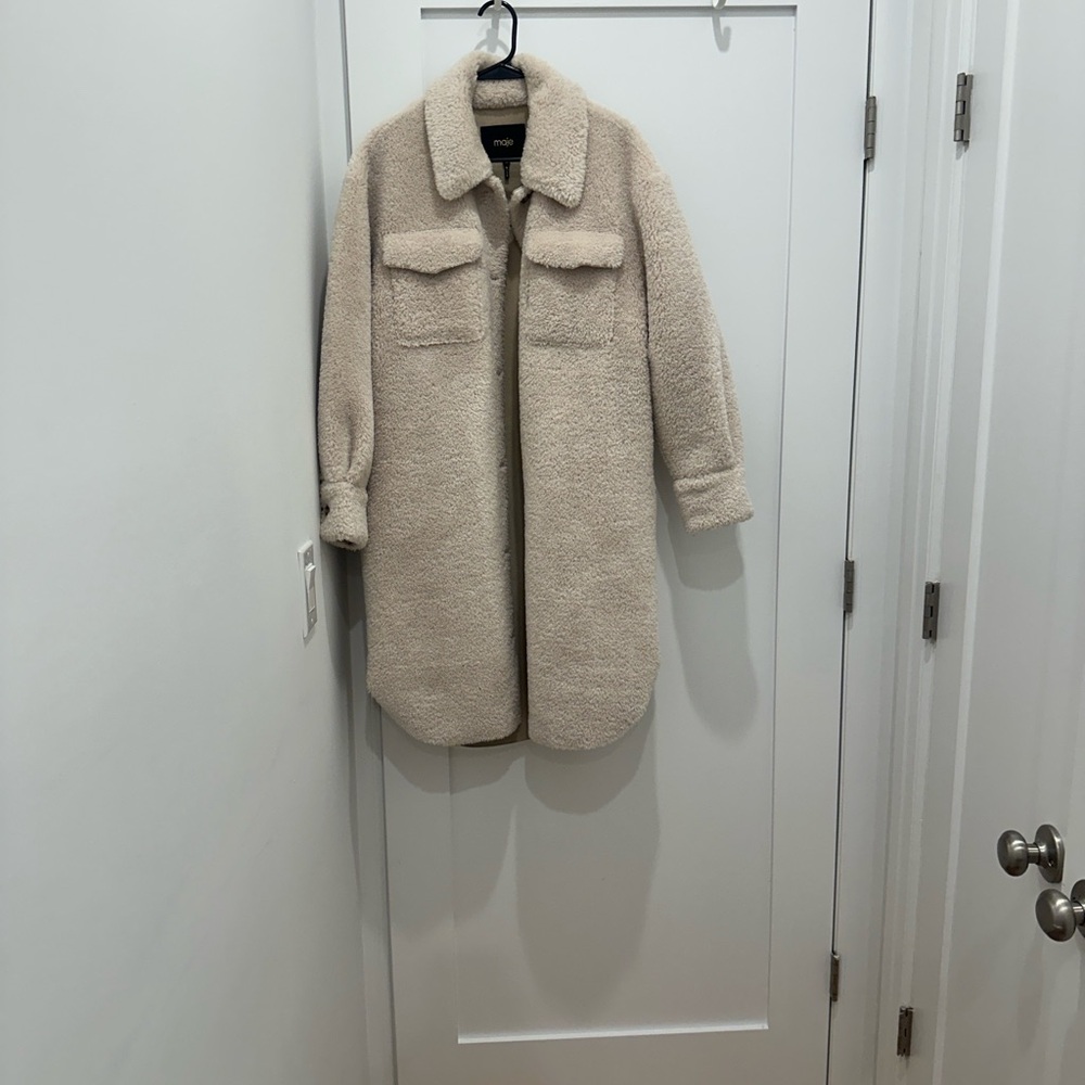 Maje Beige Teddy Coat